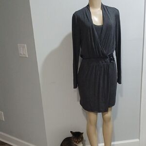 Elegant Gray Wrap Dress